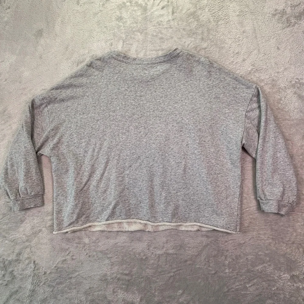 Disney Women Sweatshirt L Gray I Run On Disney An Caffeine Drop Shoulder Raw Hem - Picture 3 of 7